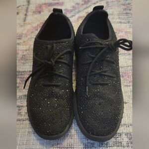 ALDO Black Sparkly Lace-Up Sneakers Size 7
